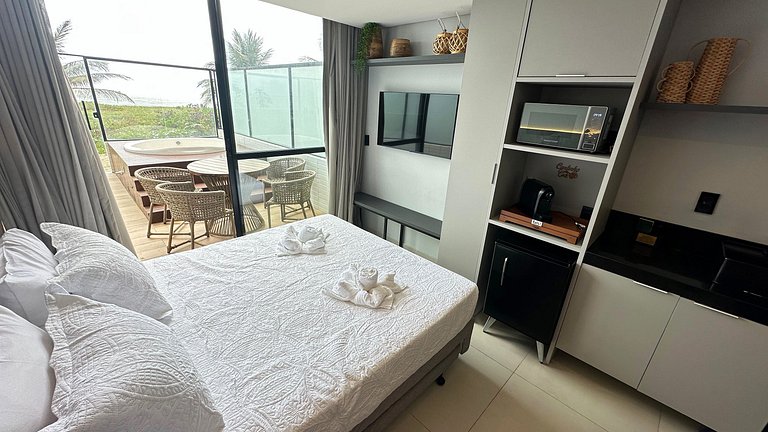 Flat pé na área com jacuzzi na praia do bessa