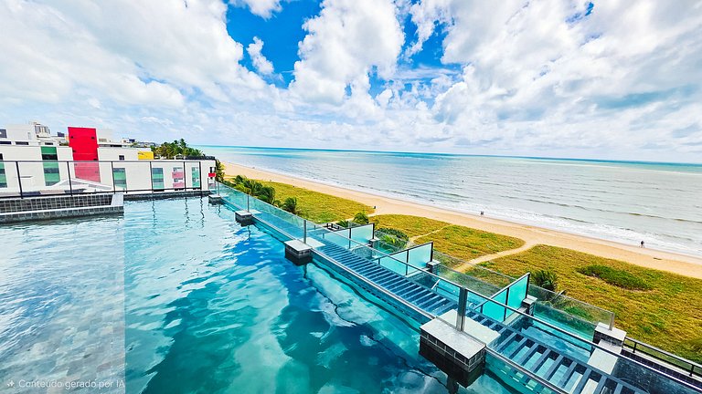 Flat pé na área com jacuzzi na praia do bessa